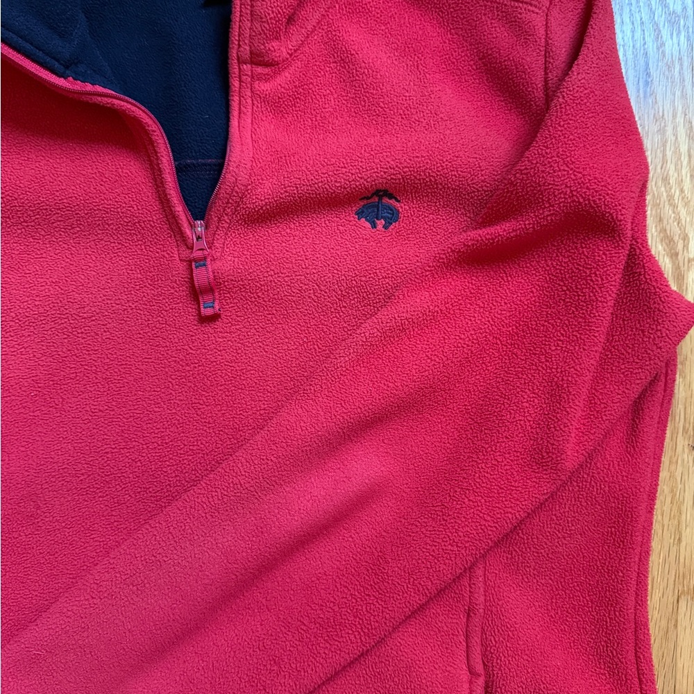 Brooks Brothers Red and Navy Fleece Quarter Zip 1/4 Zip Sweatshirt - Picture 4 of 9